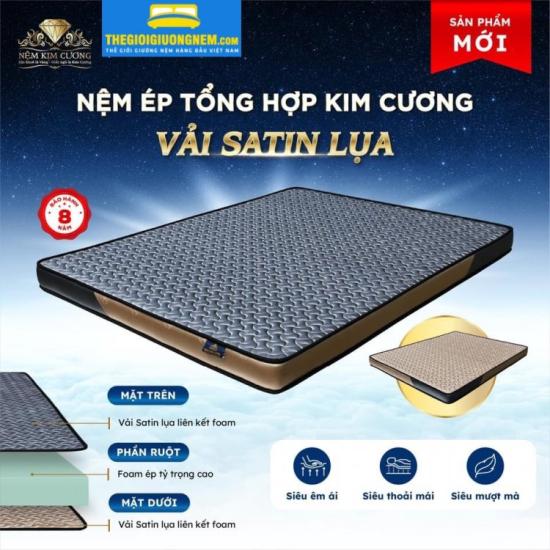 Nệm Cao Su Ép Tổng Hợp Kim Cương Vải Satin Lụa | Mua Online Giảm Giá Lớn