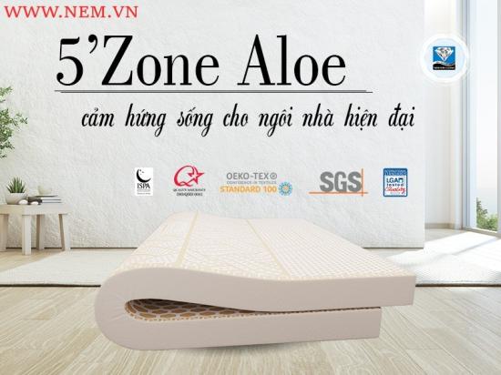 Nệm Cao Su Thiên Nhiên 5 Vùng Kim Cương - 5 Zone Aloelux | Giảm Giá Sốc